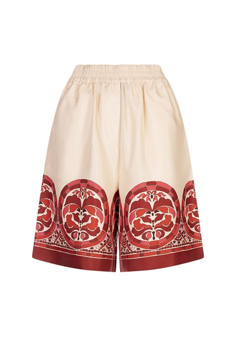 Shorts Palazzo in Twill di Seta Cobra Placée Rosso LA DOUBLE J | TRO0163-SIL006COB01RE01